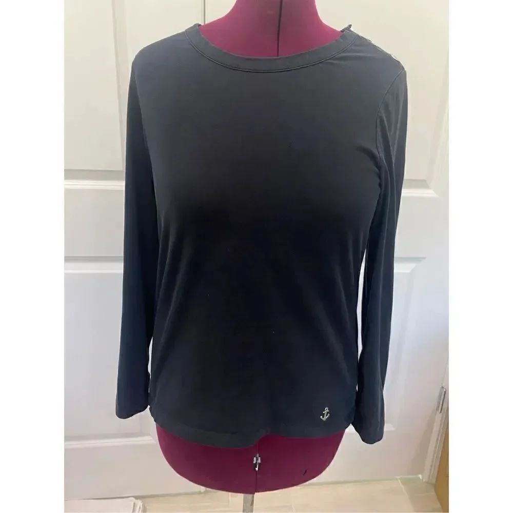nautica black shoulder buttons long sleeve size XL